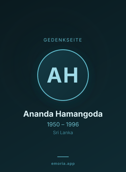 Gedenkportrait von Ananda Hamangoda