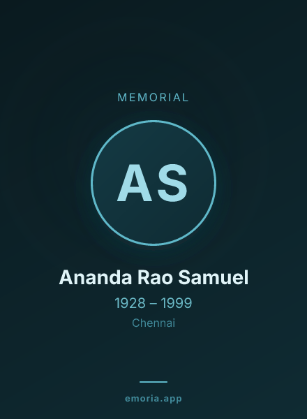 Memorial portrait of Ananda Rao Samuel