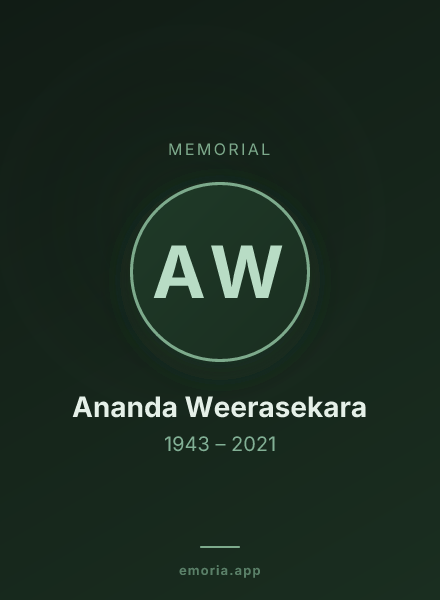 Memorial portrait of Ananda Weerasekara
