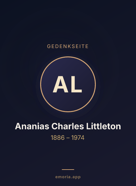 Gedenkportrait von Ananias Charles Littleton
