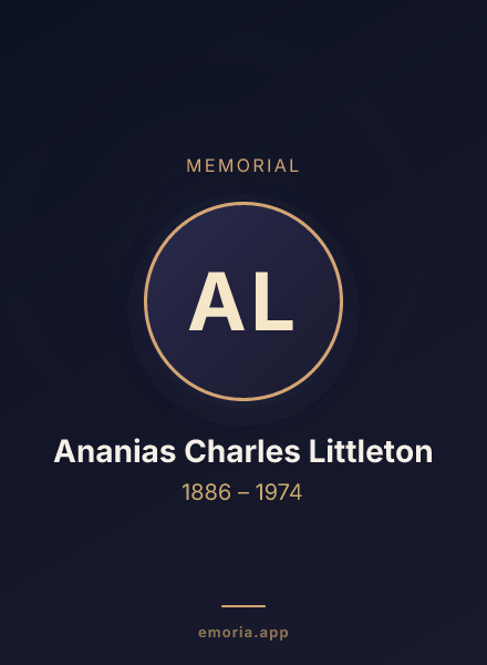 Memorial portrait of Ananias Charles Littleton