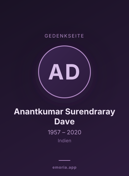 Gedenkportrait von Anantkumar Surendraray Dave