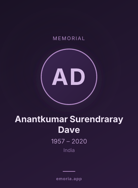 Memorial portrait of Anantkumar Surendraray Dave