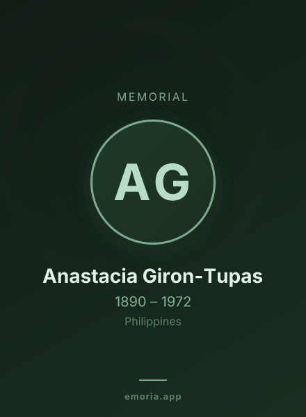 Memorial portrait of Anastacia Giron-Tupas