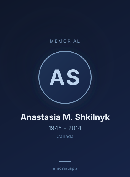 Memorial portrait of Anastasia M. Shkilnyk