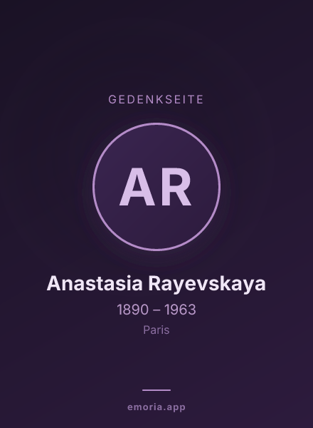Gedenkportrait von Anastasia Rayevskaya