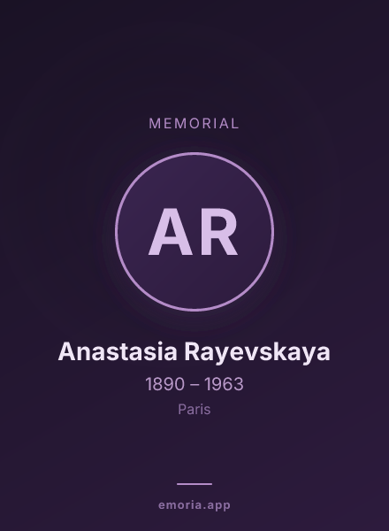 Memorial portrait of Anastasia Rayevskaya