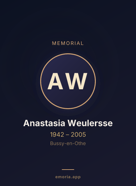 Memorial portrait of Anastasia Weulersse