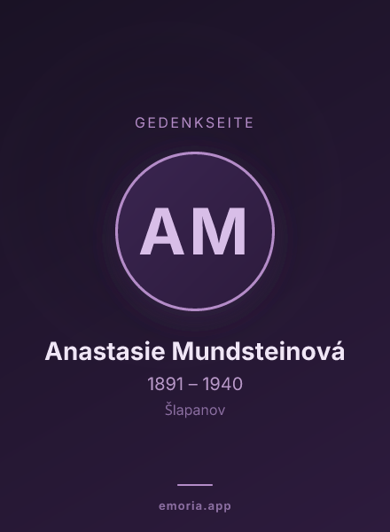 Gedenkportrait von Anastasie Mundsteinová