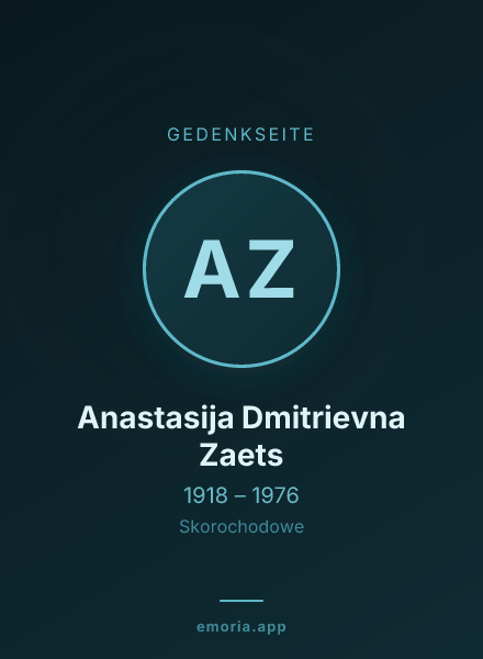 Gedenkportrait von Anastasija Dmitrievna Zaets
