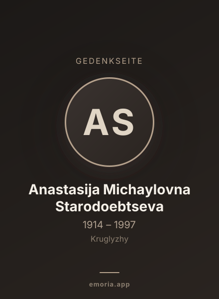Gedenkportrait von Anastasija Michaylovna Starodoebtseva