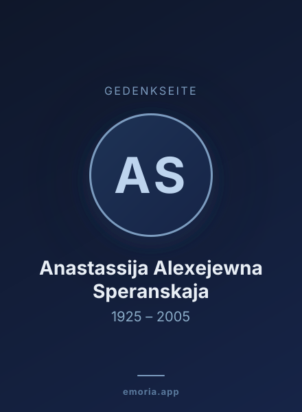 Gedenkportrait von Anastassija Alexejewna Speranskaja