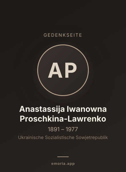 Gedenkportrait von Anastassija Iwanowna Proschkina-Lawrenko