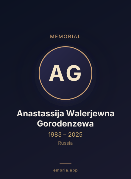 Memorial portrait of Anastassija Walerjewna Gorodenzewa