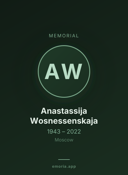 Memorial portrait of Anastassija Wosnessenskaja