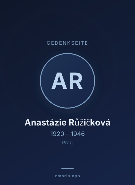 Gedenkportrait von Anastázie Růžičková