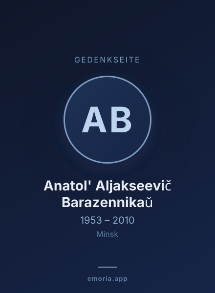 Gedenkportrait von Anatol' Aljakseevič Barazennikaŭ