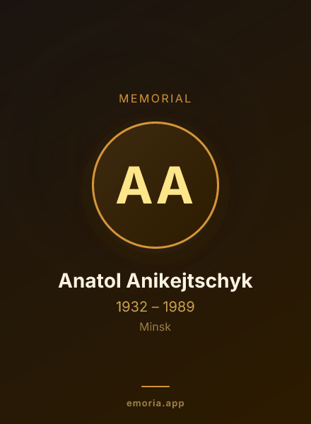 Memorial portrait of Anatol Anikejtschyk