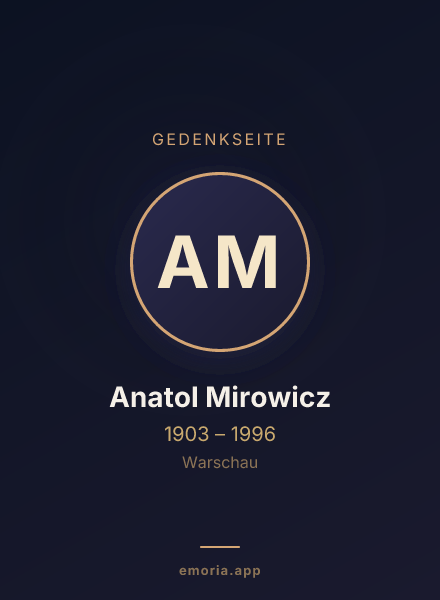 Gedenkportrait von Anatol Mirowicz