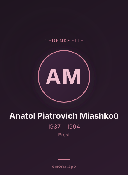 Gedenkportrait von Anatol Piatrovich Miashkoŭ
