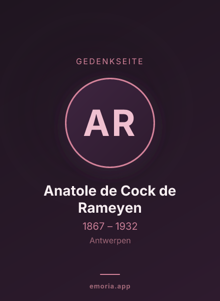Gedenkportrait von Anatole de Cock de Rameyen