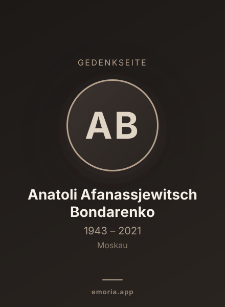 Gedenkportrait von Anatoli Afanassjewitsch Bondarenko
