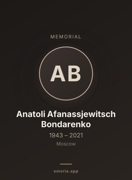 Memorial portrait of Anatoli Afanassjewitsch Bondarenko