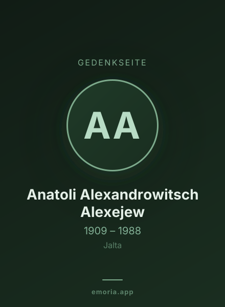 Gedenkportrait von Anatoli Alexandrowitsch Alexejew