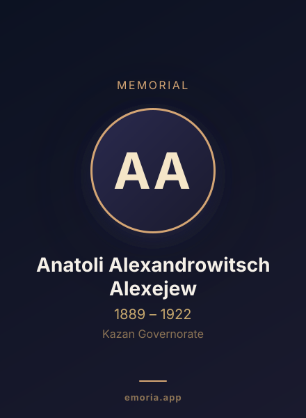Memorial portrait of Anatoli Alexandrowitsch Alexejew