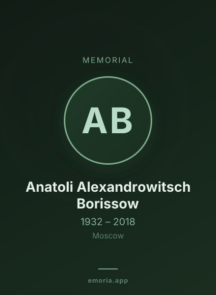 Memorial portrait of Anatoli Alexandrowitsch Borissow