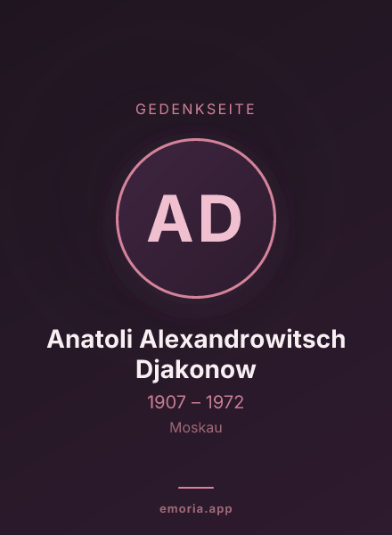 Gedenkportrait von Anatoli Alexandrowitsch Djakonow