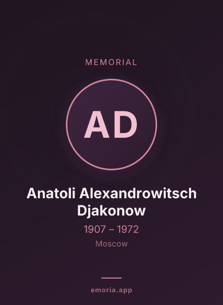 Memorial portrait of Anatoli Alexandrowitsch Djakonow