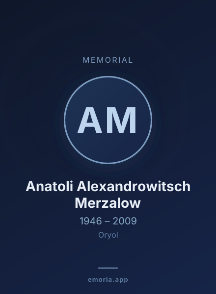 Memorial portrait of Anatoli Alexandrowitsch Merzalow
