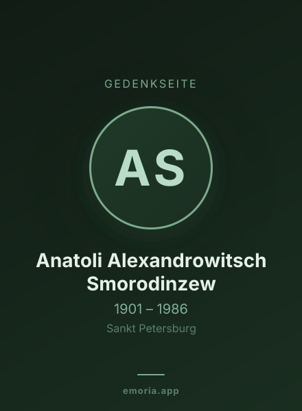 Gedenkportrait von Anatoli Alexandrowitsch Smorodinzew
