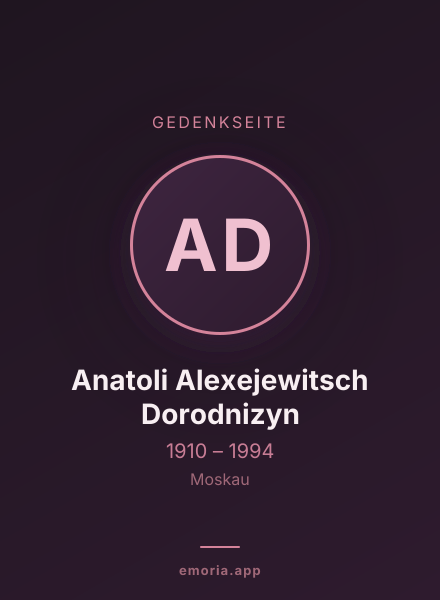 Gedenkportrait von Anatoli Alexejewitsch Dorodnizyn