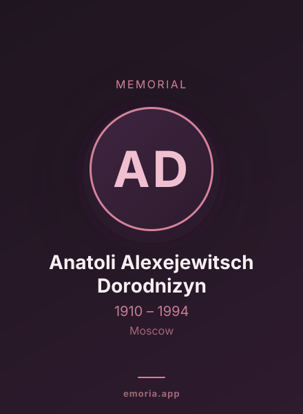 Memorial portrait of Anatoli Alexejewitsch Dorodnizyn