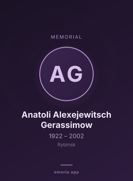 Memorial portrait of Anatoli Alexejewitsch Gerassimow