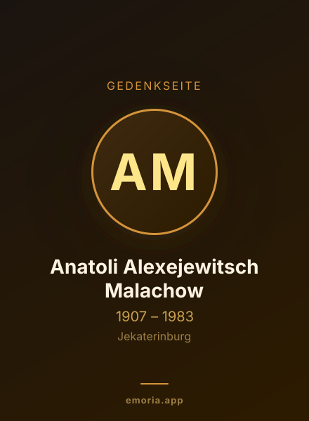 Gedenkportrait von Anatoli Alexejewitsch Malachow
