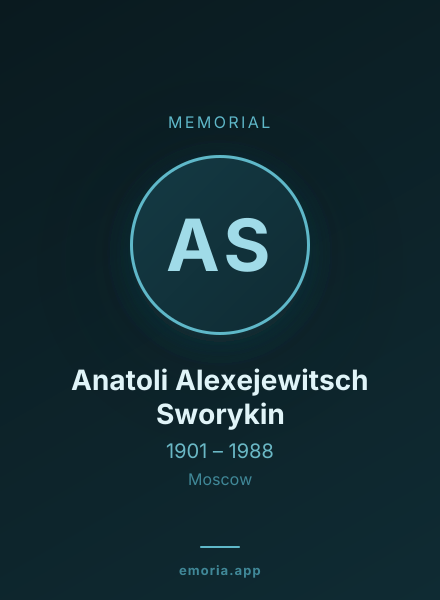 Memorial portrait of Anatoli Alexejewitsch Sworykin
