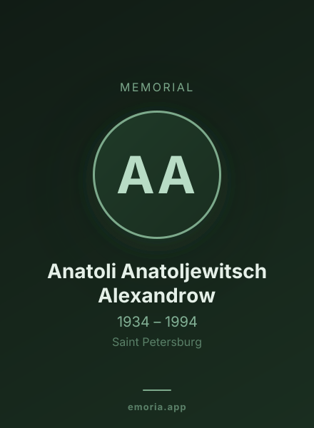 Memorial portrait of Anatoli Anatoljewitsch Alexandrow