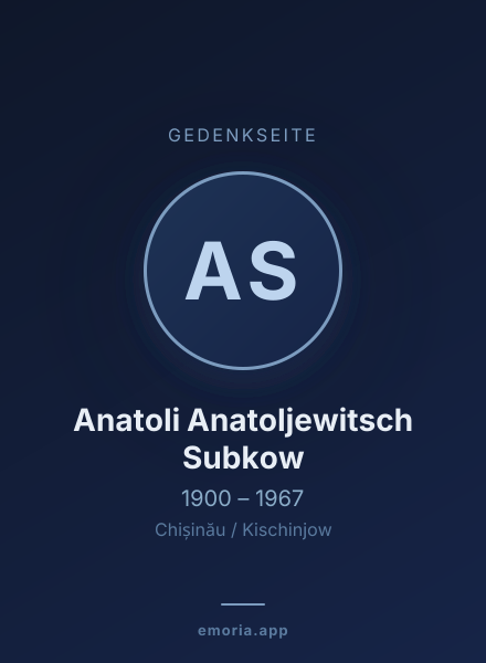 Gedenkportrait von Anatoli Anatoljewitsch Subkow