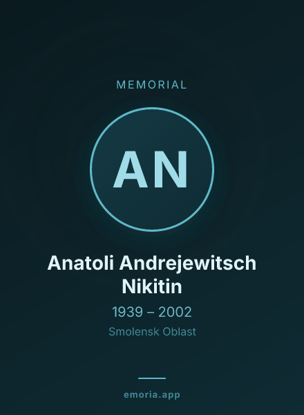 Memorial portrait of Anatoli Andrejewitsch Nikitin