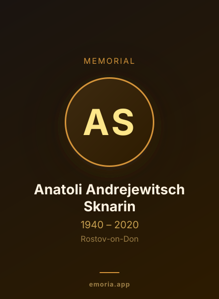 Memorial portrait of Anatoli Andrejewitsch Sknarin