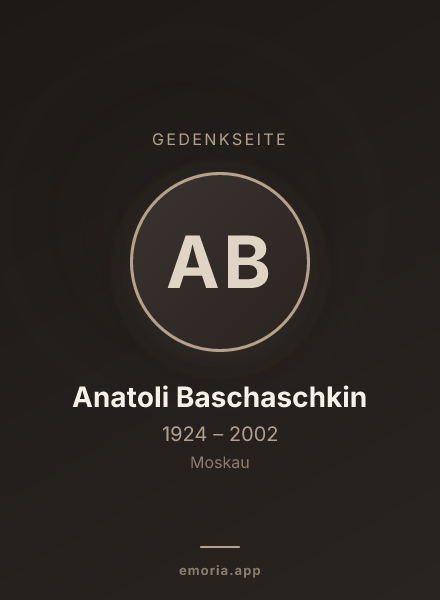Gedenkportrait von Anatoli Baschaschkin