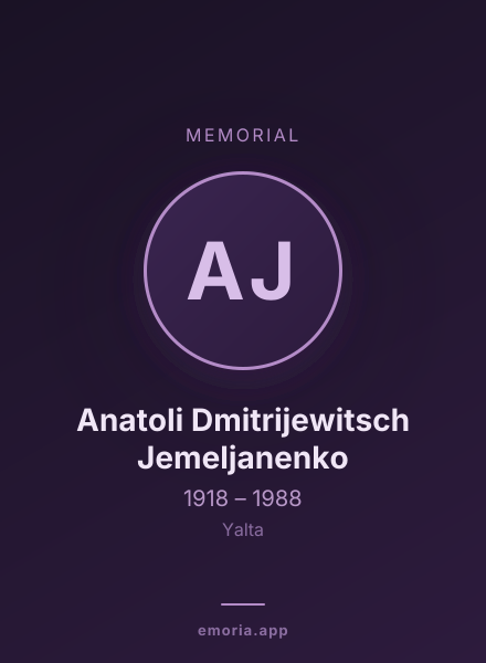 Memorial portrait of Anatoli Dmitrijewitsch Jemeljanenko
