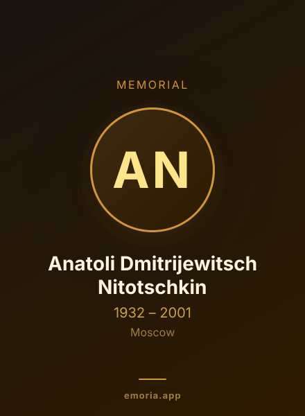 Memorial portrait of Anatoli Dmitrijewitsch Nitotschkin