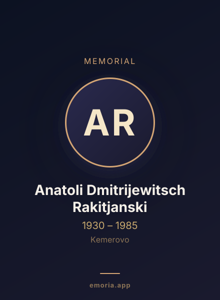 Memorial portrait of Anatoli Dmitrijewitsch Rakitjanski