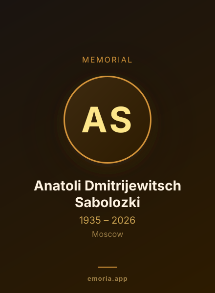 Memorial portrait of Anatoli Dmitrijewitsch Sabolozki