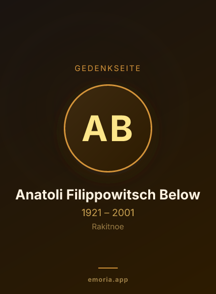 Gedenkportrait von Anatoli Filippowitsch Below