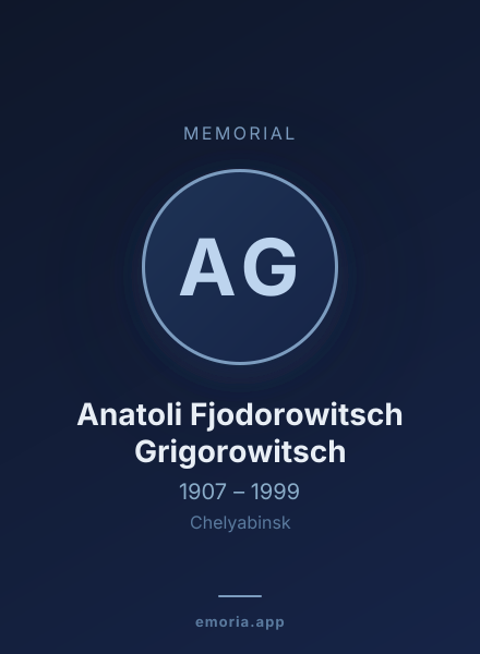 Memorial portrait of Anatoli Fjodorowitsch Grigorowitsch